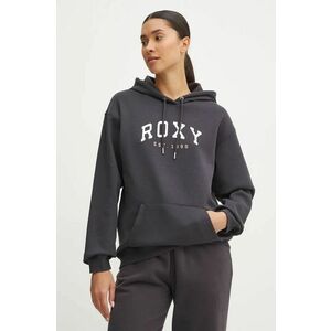 Roxy bluza Surf Stoked femei, culoarea gri, cu glugă, cu imprimeu, ERJFT04899 imagine