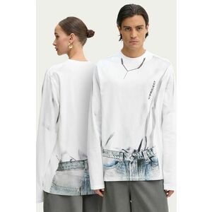 Y/Project longsleeve din bumbac YP TROMPE L'OEIL LONG SLEEVE T-SHIRT culoarea alb, 204TS021 imagine