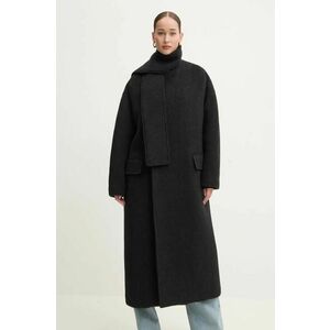 MSGM palton de lana culoarea negru, de tranzitie, oversize, 3742MDC04.247503 imagine