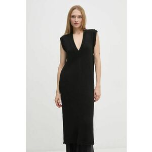 Sisley rochie din amestec de lana culoarea negru, midi, drept, 1276MV00T imagine