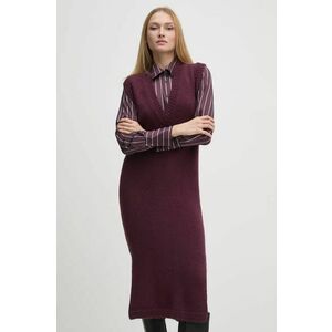 Sisley rochie din amestec de lana culoarea violet, midi, drept, 1276MV00T imagine