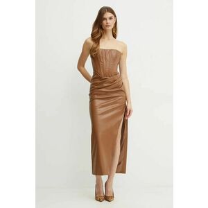 Bardot rochie EVERLASTING culoarea maro, midi, mulata, 58082DB2 imagine