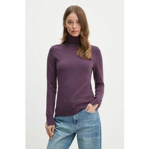 Sisley pulover din amestec de lana femei, culoarea violet, light, cu guler, 102HM2174 imagine