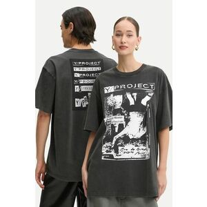 Y/Project tricou din bumbac ROCK BAND PRINT PINCHED LOGO T-SHIRT culoarea gri, cu imprimeu, 204TS020 imagine