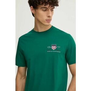 Gant tricou din bumbac culoarea verde, cu imprimeu imagine