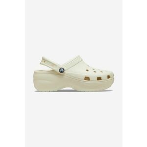 Crocs papuci Classic Platform Clog femei, culoarea bej, cu platforma 206750.BONE-CREAM imagine