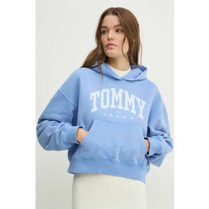 Tommy Jeans hanorac de bumbac femei, cu glugă, cu imprimeu, DW0DW19291 imagine