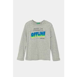 United Colors of Benetton longsleeve din bumbac pentru copii culoarea gri, cu imprimeu, 3ATNC10KT imagine