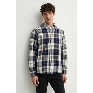 Barbour camasa din bumbac Edgar barbati, culoarea albastru marin, cu guler button-down, slim imagine