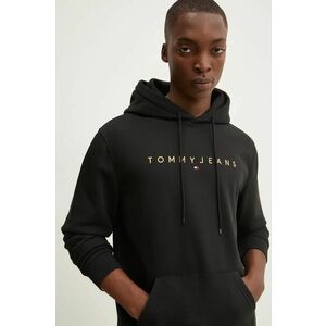 Tommy Jeans bluza barbati, culoarea negru, cu glugă, cu imprimeu, DM0DM20503 imagine