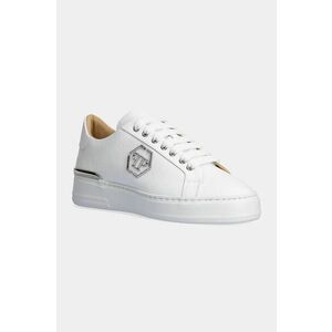 Philipp Plein sneakers din piele Nappa Lo-Top Monogram culoarea alb, USC0665 PLE010N 01 imagine