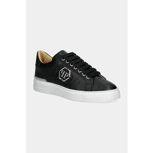 Philipp Plein sneakers din piele Nappa Lo-Top Monogram culoarea negru, USC0665 PLE010N 02 imagine