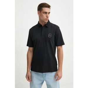 BOSS polo de bumbac culoarea negru, neted, 50518753 imagine