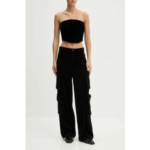 Miss Sixty pantaloni de catifea culoarea negru, lat, high waist, 6L3PJ5790000 imagine