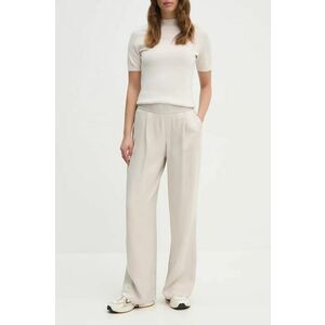 OUI pantaloni femei, culoarea bej, lat, high waist, 88773 imagine