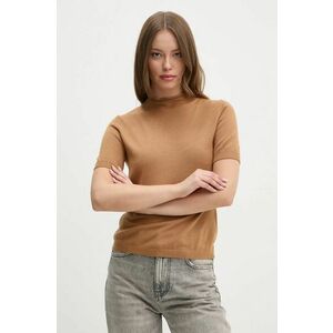 Sisley pulover de lana femei, culoarea maro, light, cu turtleneck, 11BAM105P imagine