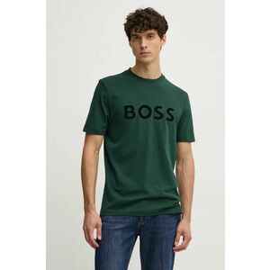 BOSS tricou din bumbac barbati, culoarea verde, cu imprimeu, 50527338 imagine