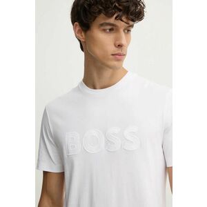 BOSS tricou din bumbac barbati, culoarea alb, cu imprimeu, 50527338 imagine