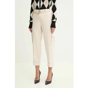 Blugirl Blumarine pantaloni femei, culoarea bej, drept, high waist, RF4074.T3190 imagine