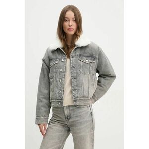 Sisley geacă din denim femei, culoarea gri, de tranziție, oversized, 2YRZLN04Y imagine