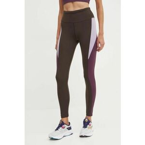 Reebok leggins de antrenament LUX Colorblock culoarea maro, modelator, 100205612 imagine