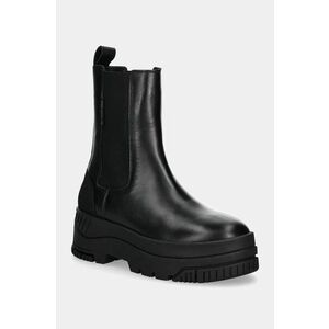 Tommy Jeans ghete chelsea de piele TJW CHELSEA FLATFORM BOOT femei, culoarea negru, cu platforma, EN0EN02597 imagine