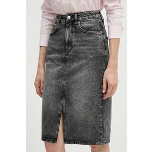 Sisley fusta jeans culoarea negru, midi, creion, 42W2L002H imagine