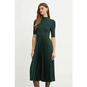 BOSS rochie din amestec de lana culoarea verde, midi, evazati, 50523753 imagine