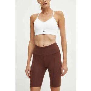 Reebok pantaloni scurti LUX Collection femei, culoarea maro, neted, high waist, 100205597 imagine