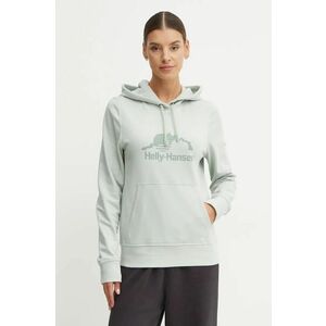 Helly Hansen bluza NORD GRAPHIC femei, culoarea verde, cu glugă, cu imprimeu, 62981 imagine