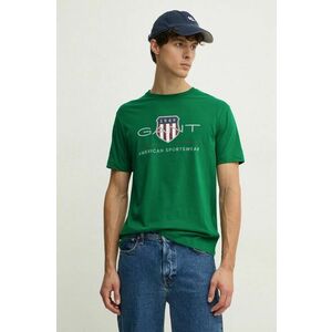 Gant tricou din bumbac culoarea verde, cu imprimeu imagine