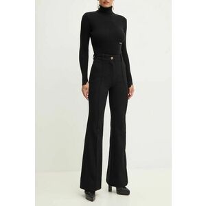 Patou pantaloni de lana culoarea negru, evazati, high waist, TR0420185 imagine