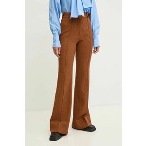 Patou pantaloni de lana culoarea portocaliu, evazati, high waist, TR0420185 imagine