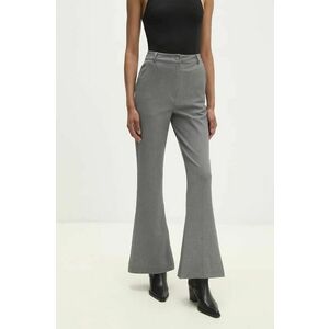 Answear Lab pantaloni femei, culoarea gri, evazati, high waist imagine