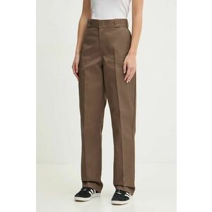 Dickies pantaloni 874 femei, culoarea maro, drept, high waist imagine