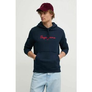 Pepe Jeans hanorac de bumbac NEW JOE HOODIE barbati, culoarea albastru marin, cu glugă, cu imprimeu, PM582716 imagine