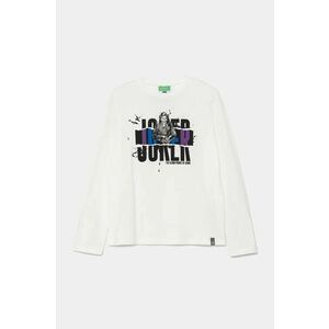 United Colors of Benetton Longsleeve din bumbac pentru copii culoarea alb, cu imprimeu imagine