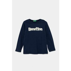 United Colors of Benetton longsleeve din bumbac pentru copii culoarea albastru marin, cu imprimeu, 3ATNG10G6 imagine