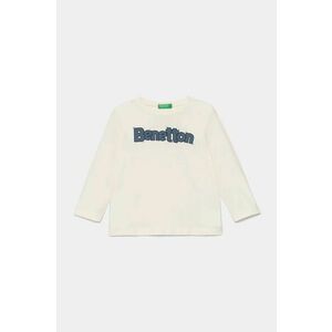 United Colors of Benetton longsleeve din bumbac pentru copii culoarea bej, cu imprimeu, 3ATNG10G6 imagine