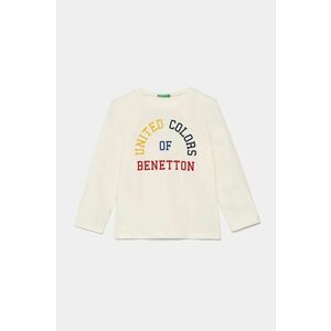 United Colors of Benetton longsleeve din bumbac pentru copii culoarea bej, cu imprimeu, 3ATNG10G6 imagine