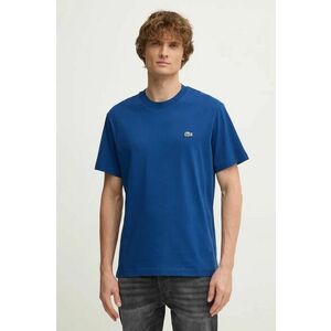 Lacoste tricou din bumbac barbati, culoarea albastru marin, neted imagine