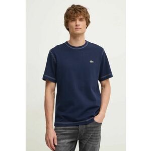 Lacoste tricou din bumbac barbati, culoarea albastru marin, neted, TH2829 imagine