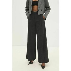 Answear Lab pantaloni femei, culoarea gri, evazati, high waist imagine