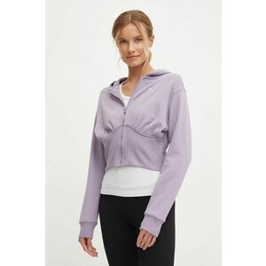 Puma hanorac de bumbac femei, culoarea violet, cu glugă, neted, 627475 imagine