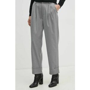 Mos Mosh pantaloni femei, culoarea gri, lat, high waist, 164890 imagine