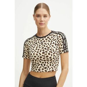 adidas Originals tricou Leopard femei, culoarea bej, IW8484 imagine