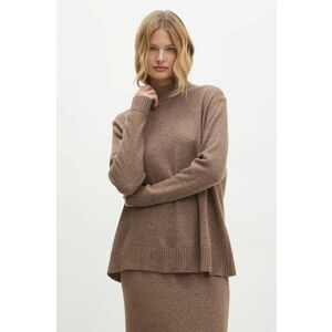 Answear Lab pulover de lana femei, culoarea maro, light, cu turtleneck imagine