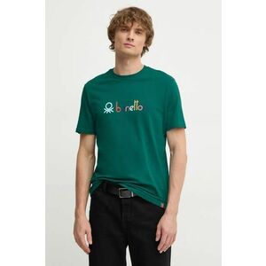 United Colors of Benetton tricou din bumbac barbati, culoarea verde, cu imprimeu, 3I1XU109Q imagine