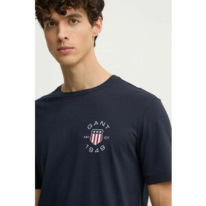 Gant tricou din bumbac barbati, culoarea albastru marin, cu imprimeu, 2003269 imagine