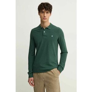 United Colors of Benetton longsleeve din bumbac culoarea verde, neted, 3088U3025 imagine